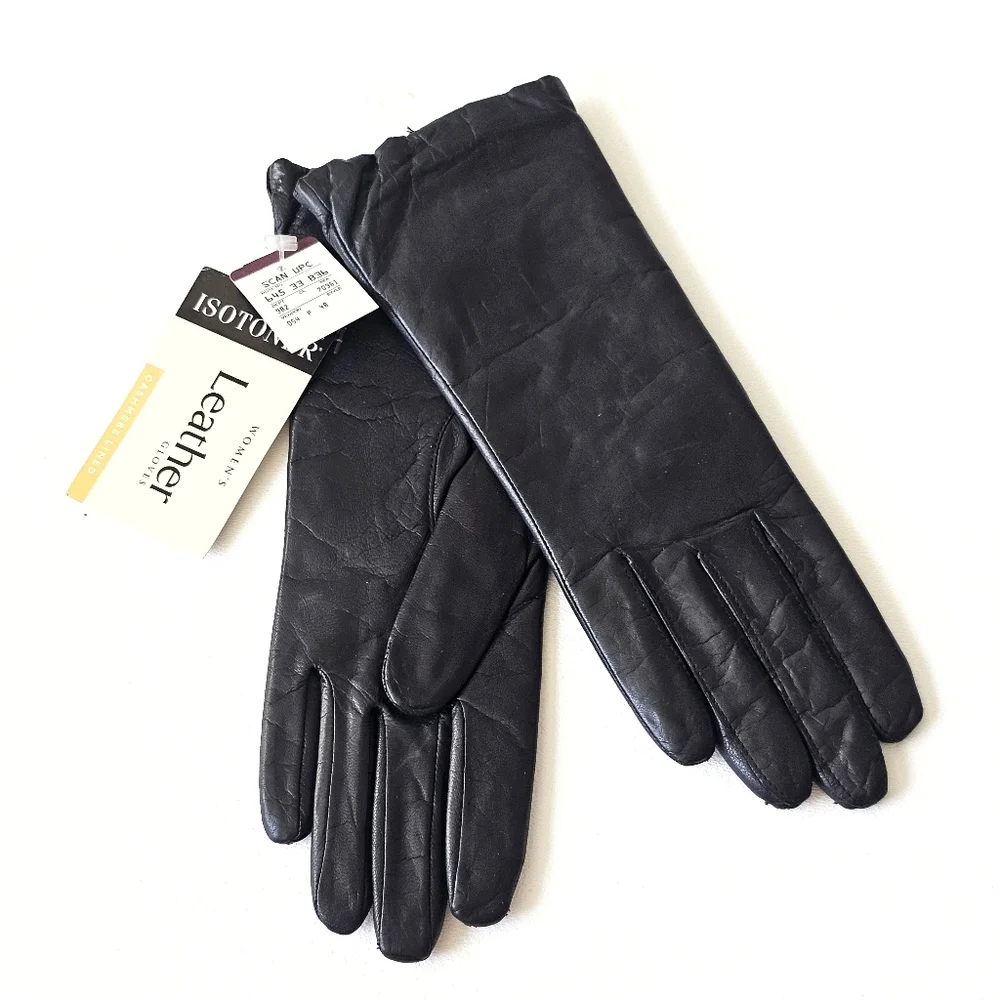 Vintage '95Isotoner Real Leather Gloves Women Cashmere Lined Soft Lambskin *Read